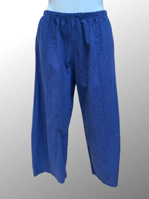 Barrel Crop Crosshatch Linen Pants Wide-Legged Palazzos