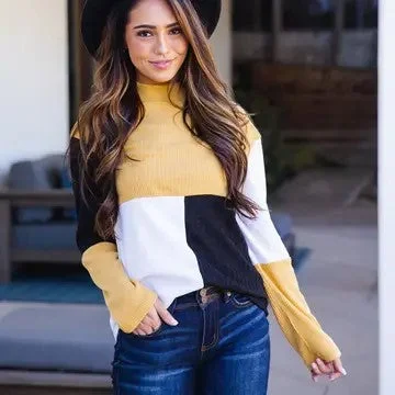 Color My World Yellow/Black/White Color Block Sweater Slim Fit Regular Fit Oversized Color My World Yellow/Black/White Color Block Sweater Slim Fit Regular Fit Oversized