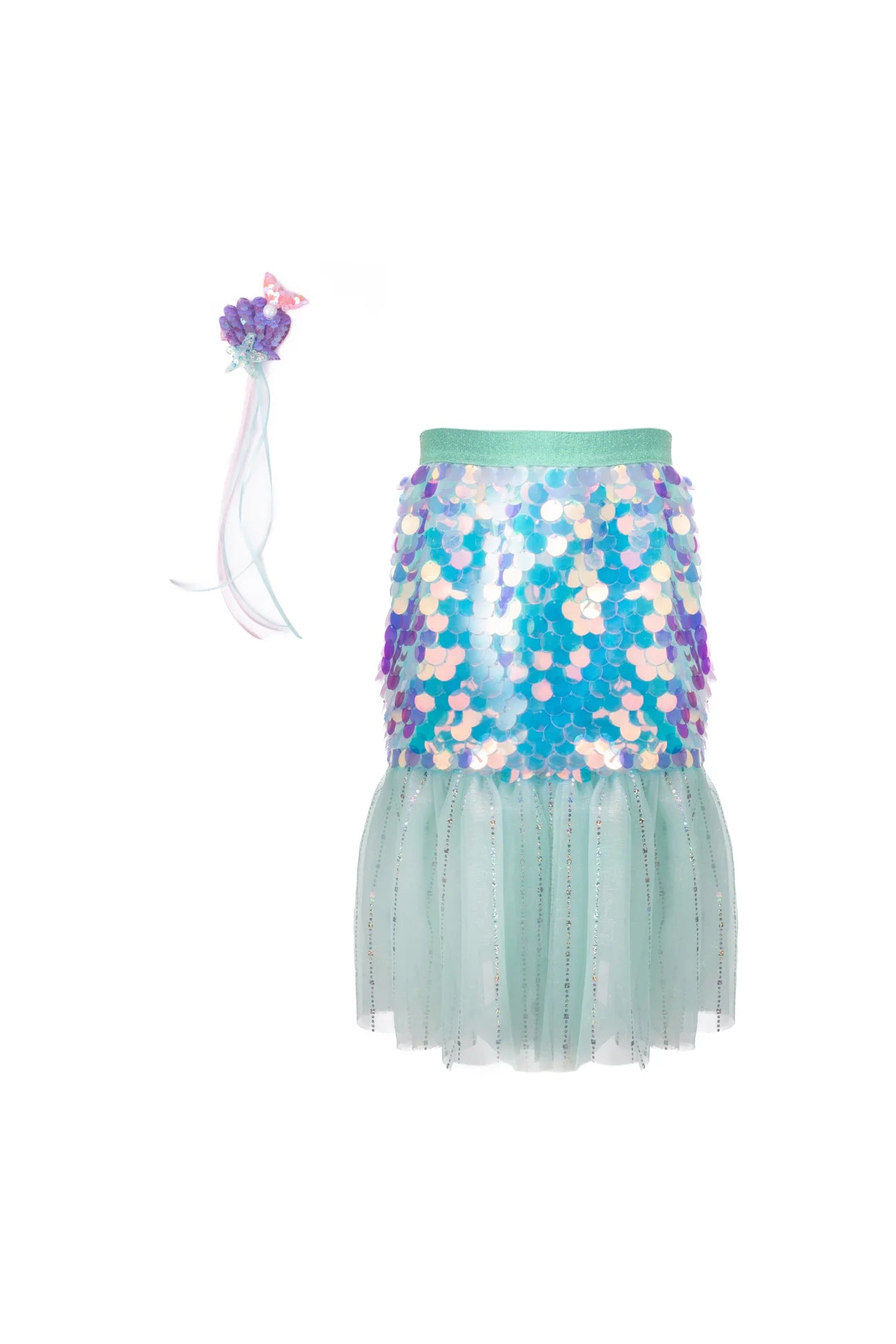 Great Pretenders Bling Bling Mermaid Skirt & Hairclip Set Mint Size 4/6 maxi skirt elegant