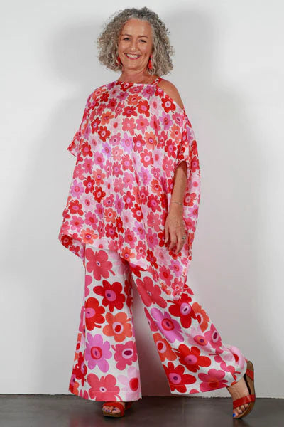 Soft Top Linen Pant Flower Power High-Waist Yoga Pants