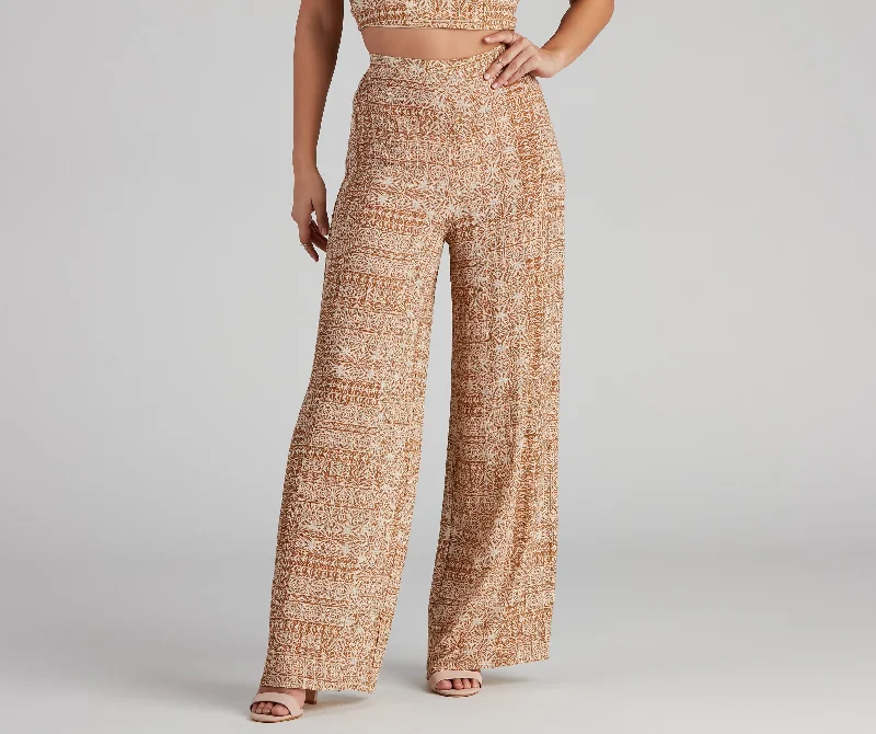 Sandy Beaches Boho Wide Leg Pants Comfy Cargo Trousers
