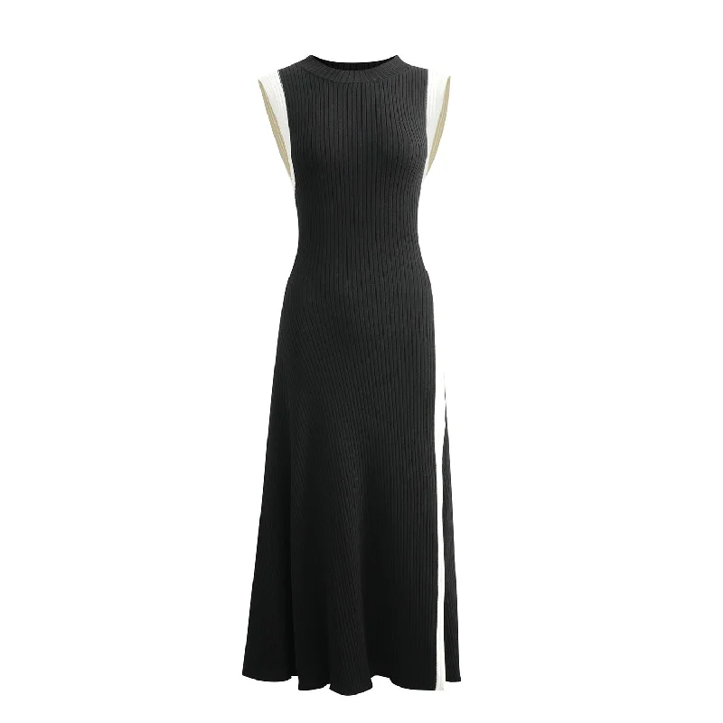 black and white color-blocked base skirt cashmere skirt rich