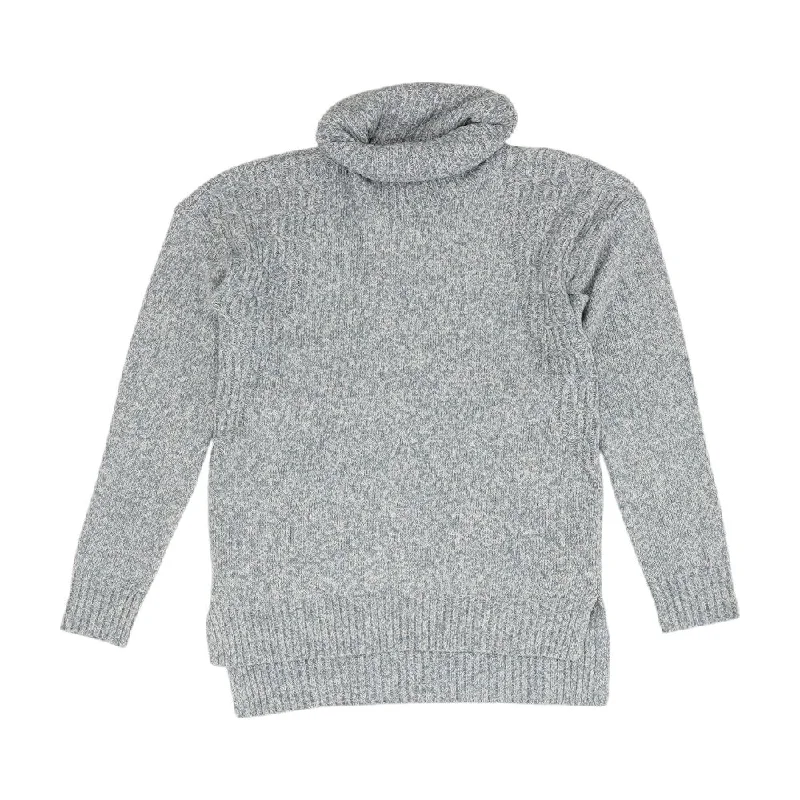 Blue Solid Turtleneck Sweater Sweater Knitwear Pullover