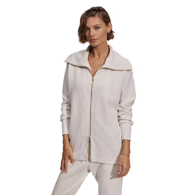 Varley Raleigh Womens Zip Through Jacket Denim Fabric Leather Fabric Suede Fabric