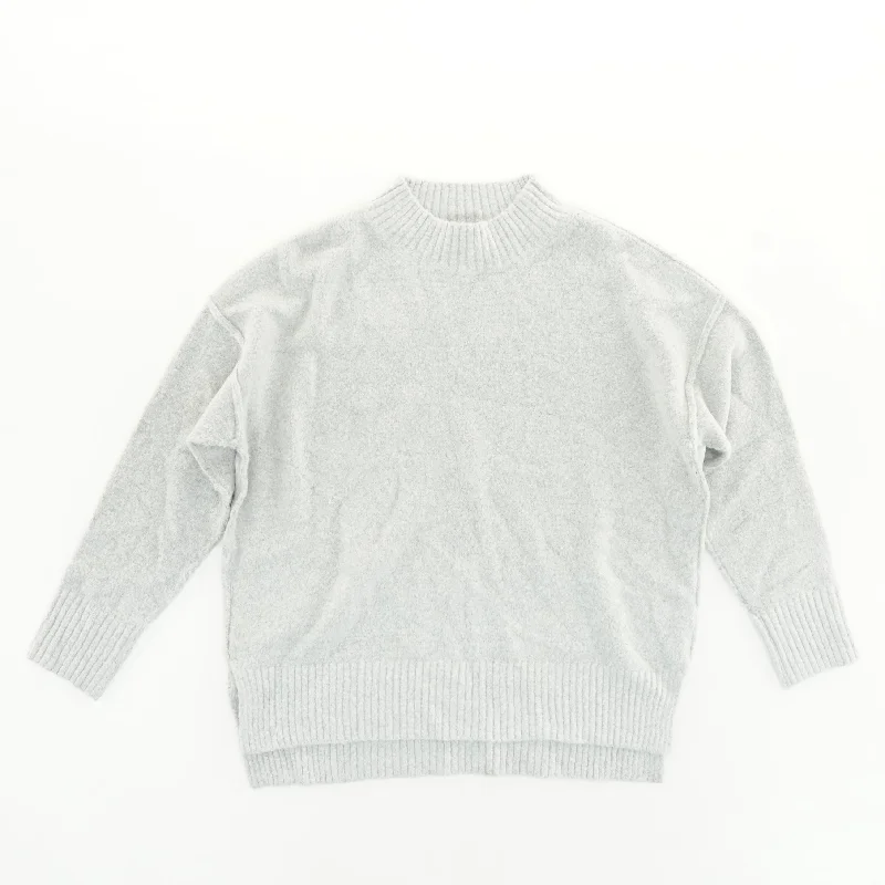 Gray Crewneck Sweater Notch Collar Peter Pan Collar Cowl Neck