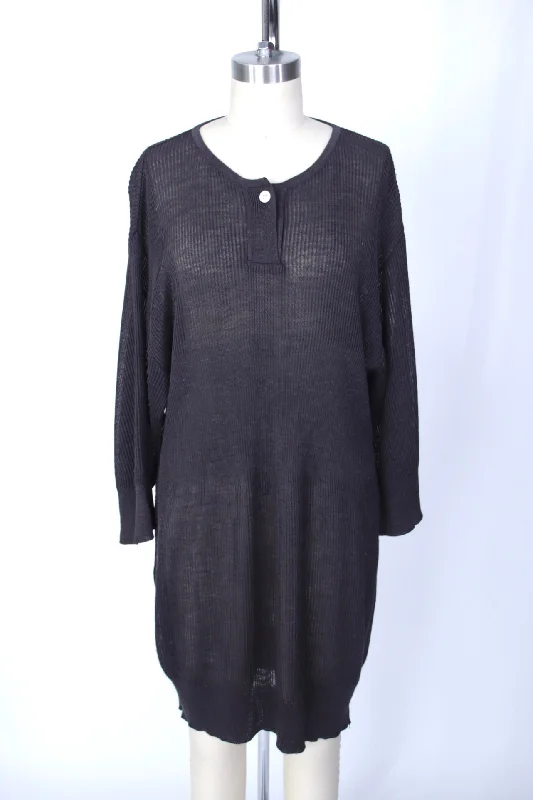 1980s Issey Miyake Henley Sweater Dress Wool Fabric Cashmere Fabric Tweed Fabric