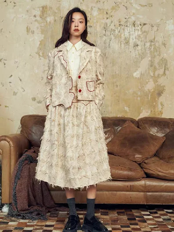 Asymmetric Linework Skirt button skirt front
