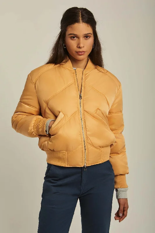 Women Jacket Long Loose Bomber Beige Zip Front Button Front Snap Front
