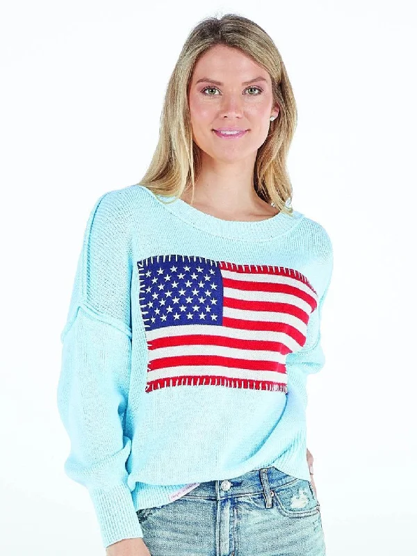 USA Flag Sweater Chenille Blend Fleece Blend Nylon Blend