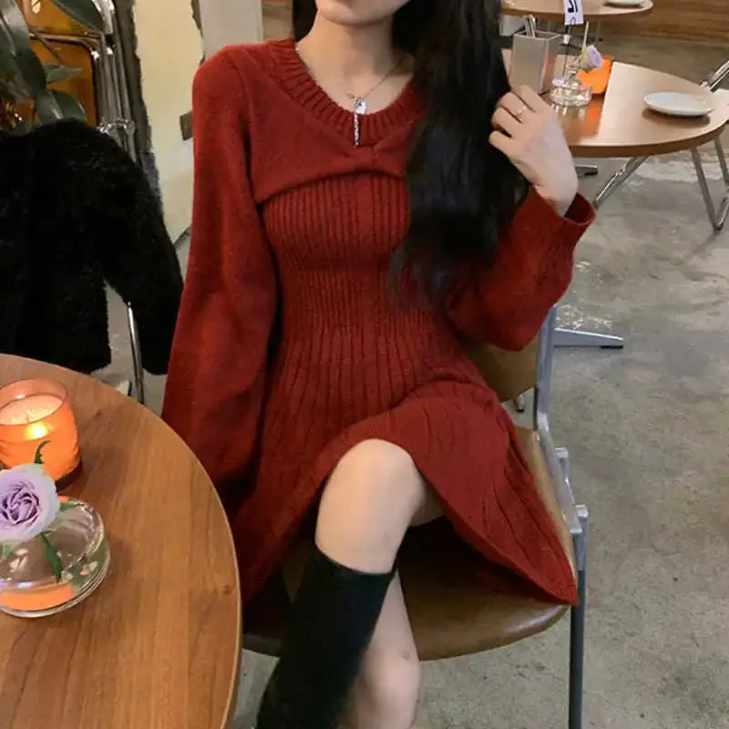 Loose Female Knit Dresses Sexy Winter High Quality Autumn Korean Fashion Elegant Midi Women Knitted Sweater Dress Long New Mesh Sweater Canvas Denim Loose Female Knit Dresses Sexy Winter High Quality Autumn Korean Fashion Elegant Midi Women Knitted Sweater Dress Long New Mesh Sweater Canvas Denim