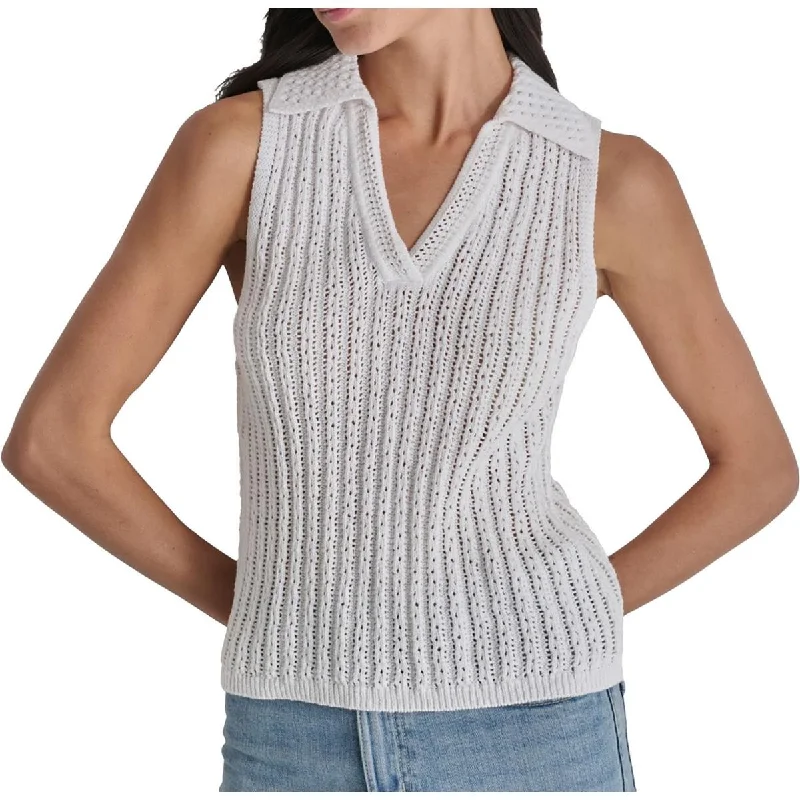 DKNY Jeans Womens Collar Cotton Tank Top Sweater Anti-Pilling Anti-Shrink Durable