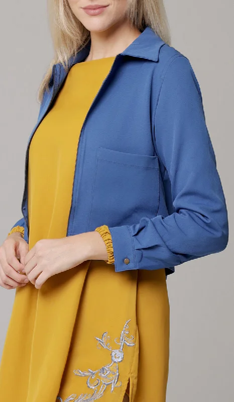 Mia Zipper Front Jacket - Indigo - FINAL SALE Jersey Jacket Tulle Jacket Batik Jacket Mia Zipper Front Jacket - Indigo - FINAL SALE Jersey Jacket Tulle Jacket Batik Jacket