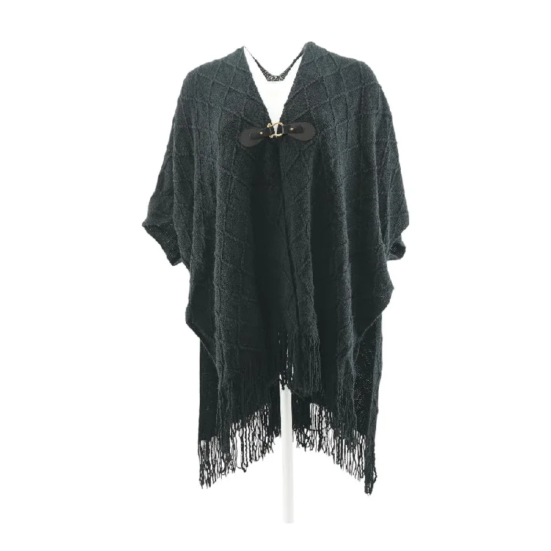 Black Solid Poncho Sweater Slim Fit Regular Fit Oversized