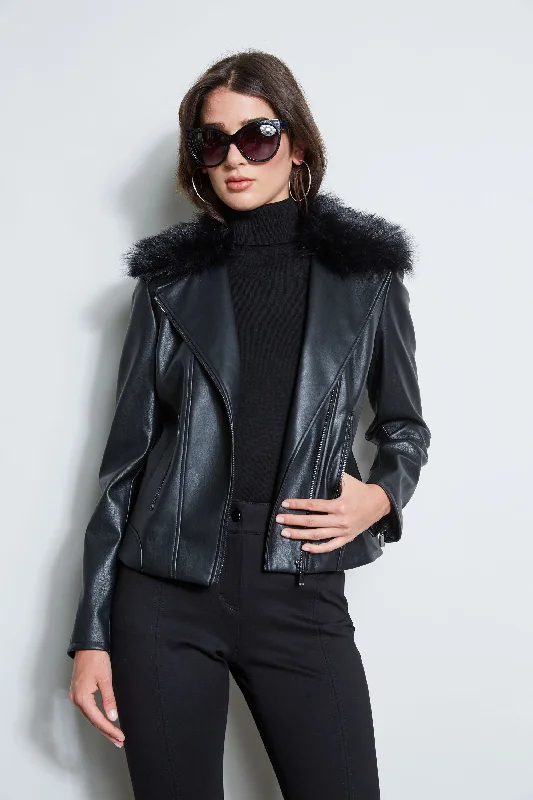 Faux Fur Collar Moto Jacket Appliqued Jacket Beaded Jacket Sequined Jacket