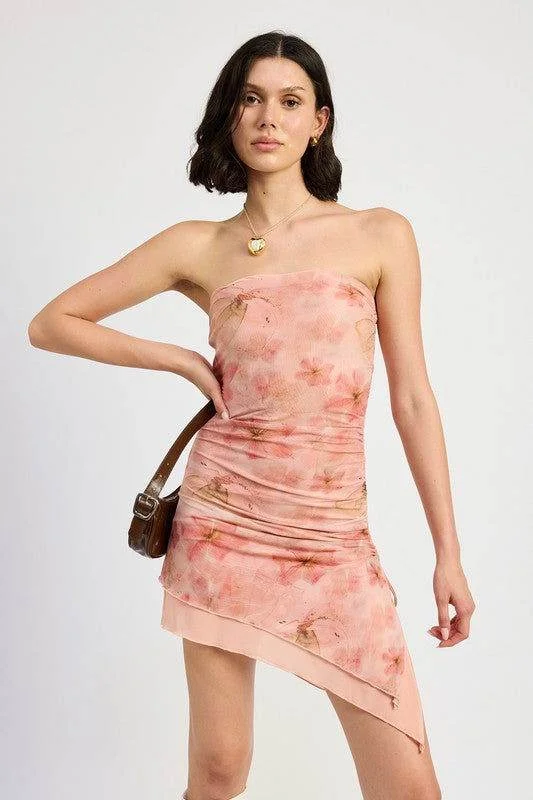 Emory Park Floral Asymmetrical Strapless Mini Skirt leather skirt durable