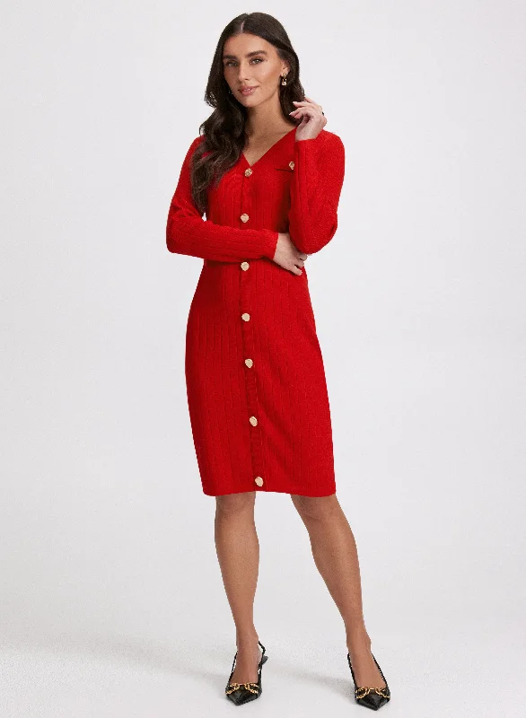 Button-Down Sweater Dress Chenille Brocade Lace