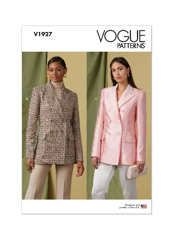 Vogue V1927 Misses' Double-Breasted Jacket Hoodie Zip-Up Jacket Button-Up Jacket