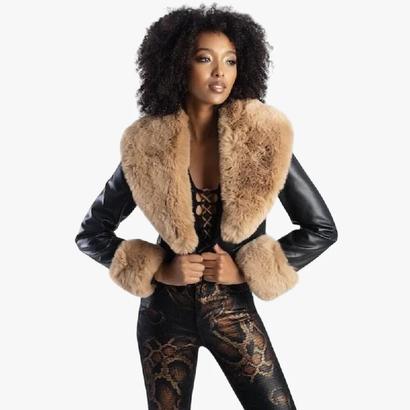 Sissy Boy Fashion Faux Fur Jacket Black Brown Notch Collar Peter Pan Collar Cowl Neck Sissy Boy Fashion Faux Fur Jacket Black Brown Notch Collar Peter Pan Collar Cowl Neck
