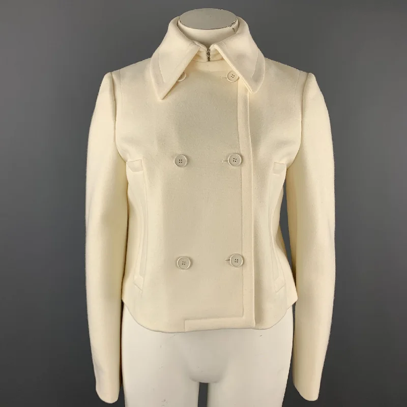 MICHAEL KORS Size 12 Cream Virgin Wool Double Breasted Jacket Wool Jacket Cashmere Jacket Tweed Jacket MICHAEL KORS Size 12 Cream Virgin Wool Double Breasted Jacket Wool Jacket Cashmere Jacket Tweed Jacket