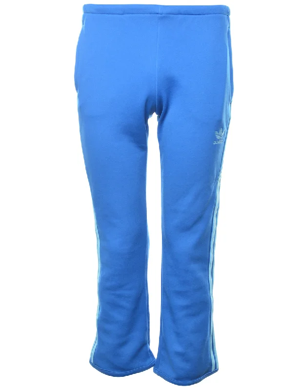 Blue & Light Blue Adidas Track Pants - W32 L27 Soft Stretch Pants