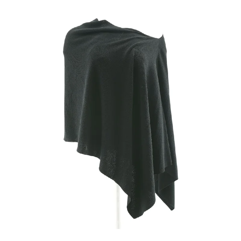Black Solid Cape Sweater Stretchy Elastic Breathable