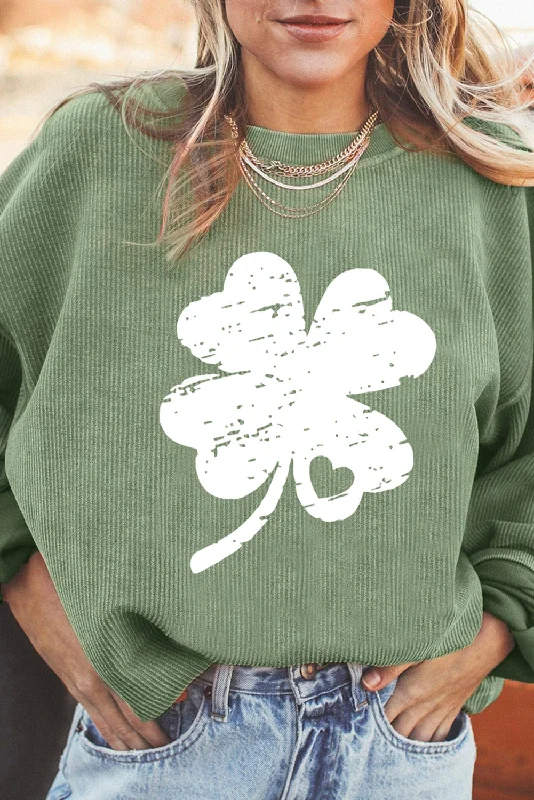 St. Patrick's Day Green Sweater Spandex Rayon Corduroy