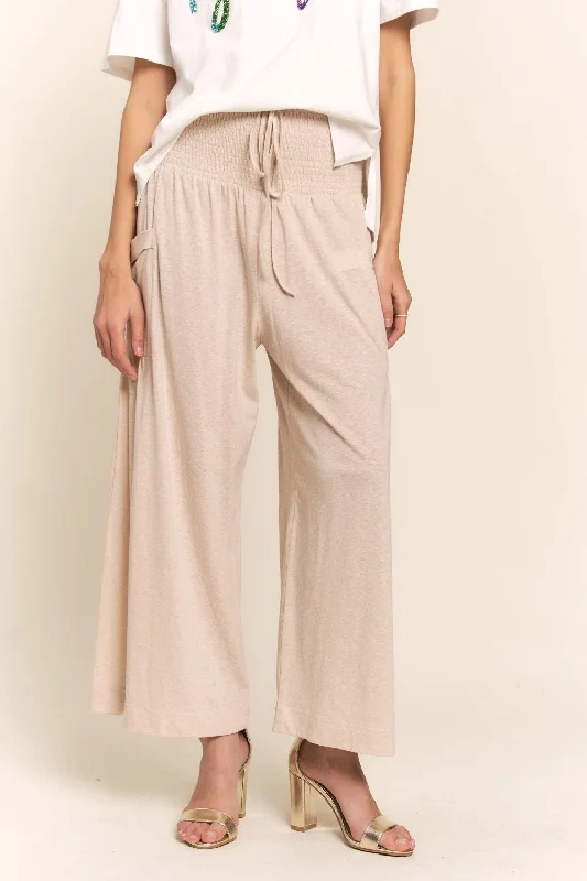 Hazel Blues® | J.NNA Smocked Waist Boho Wide Leg Pants with Pockets Fashionable Track Pants Hazel Blues® | J.NNA Smocked Waist Boho Wide Leg Pants with Pockets Fashionable Track Pants