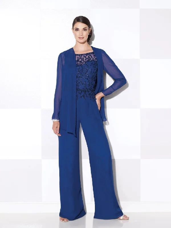 Cameron Blake by Mon Cheri - Beaded Pantsuit with Jacket 115620W Trendy Palazzo Pants Cameron Blake by Mon Cheri - Beaded Pantsuit with Jacket 115620W Trendy Palazzo Pants