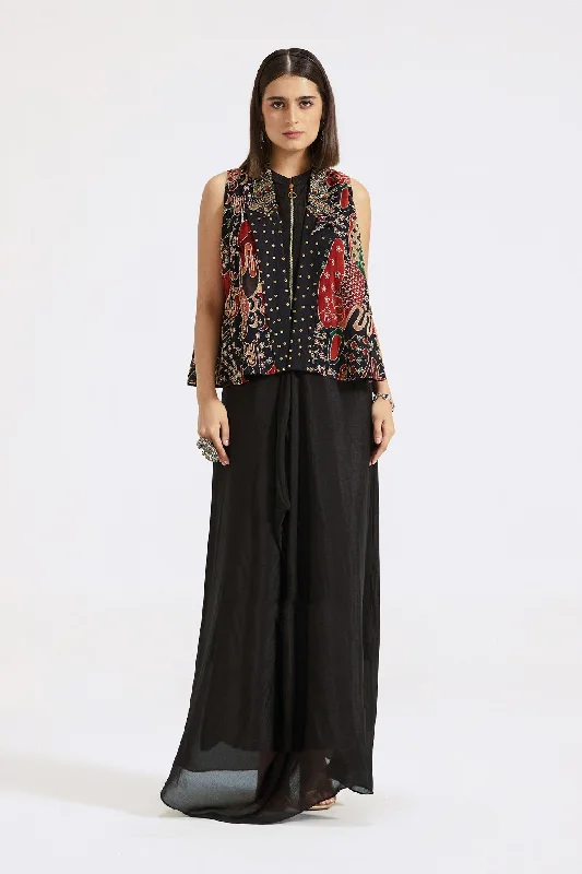 51Z013-RO Black Chinnon Gown With Embroidered Jacket Print Jacket Jacquard Jacket Embroidered Jacket 51Z013-RO Black Chinnon Gown With Embroidered Jacket Print Jacket Jacquard Jacket Embroidered Jacket