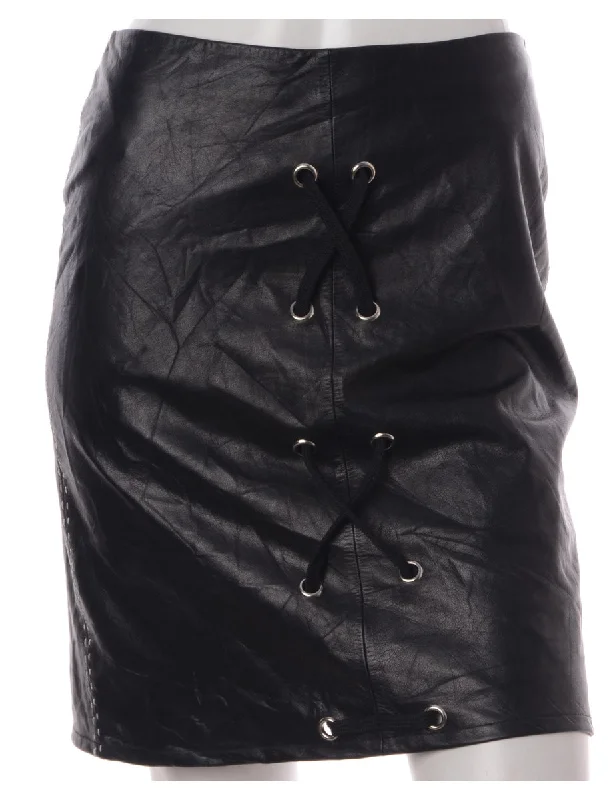 Label Scarlet Lace Up Leather Skirt lace skirt delicate