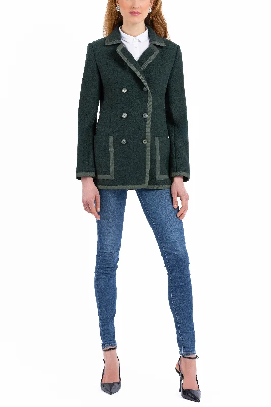 Double-Breasted Jacket in bottle-green boiled wool Trench Coat Raincoat Waterproof Jacket Double-Breasted Jacket in bottle-green boiled wool Trench Coat Raincoat Waterproof Jacket