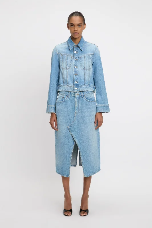 Denim Jacket In Light Blue Wash Satin Jacket Silk Jacket Chiffon Jacket