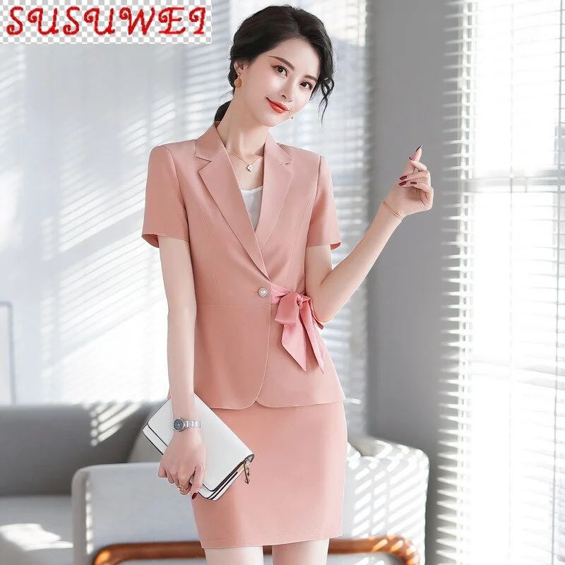 Summer 2022 professional women's skirt suit Casual ladies pink jacket small suit Female Elegant Slim Skirt Rayon Fabric Velvet Fabric Corduroy Fabric Summer 2022 professional women's skirt suit Casual ladies pink jacket small suit Female Elegant Slim Skirt Rayon Fabric Velvet Fabric Corduroy Fabric