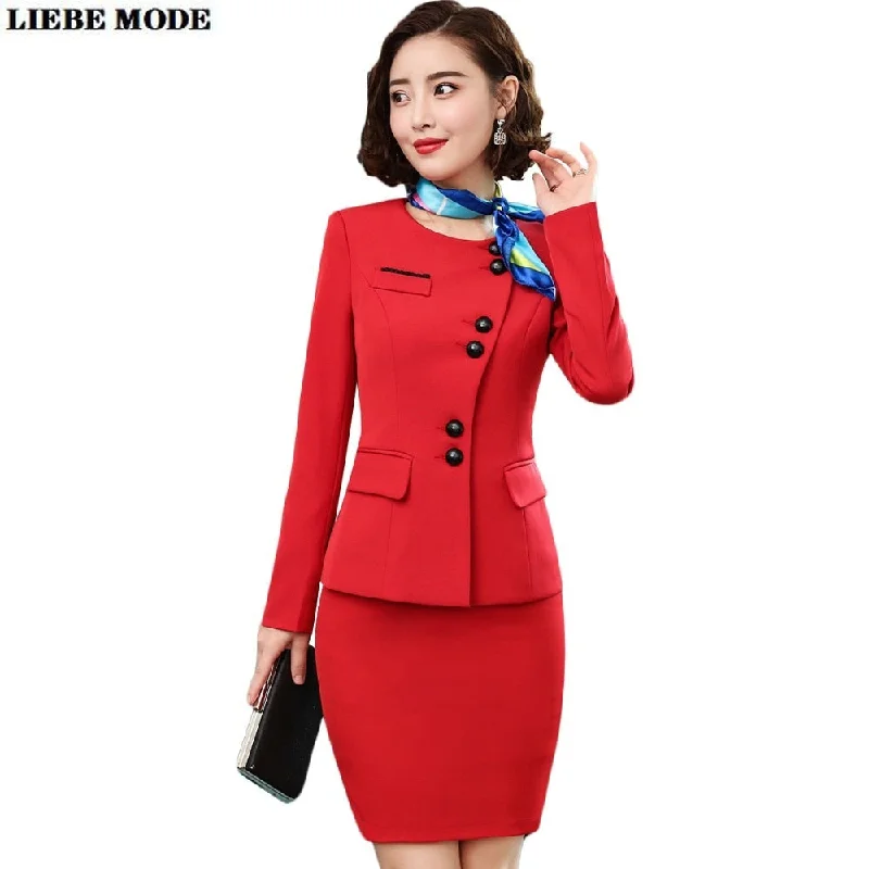Plus Size Formal Skirt Suits for Women Office Ladies Red Business Casual Suits Blazer Jacket with Skirt Two 2 Piece Set Outfit Welt Pockets Slit Pockets Flap Pockets Plus Size Formal Skirt Suits for Women Office Ladies Red Business Casual Suits Blazer Jacket with Skirt Two 2 Piece Set Outfit Welt Pockets Slit Pockets Flap Pockets