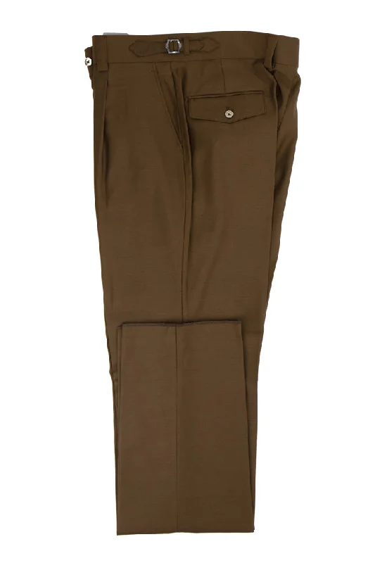 Tiglio Luxe Tobacco Semi-Wide Leg Wool Marbella Dress Pants Stylish Casual Pants