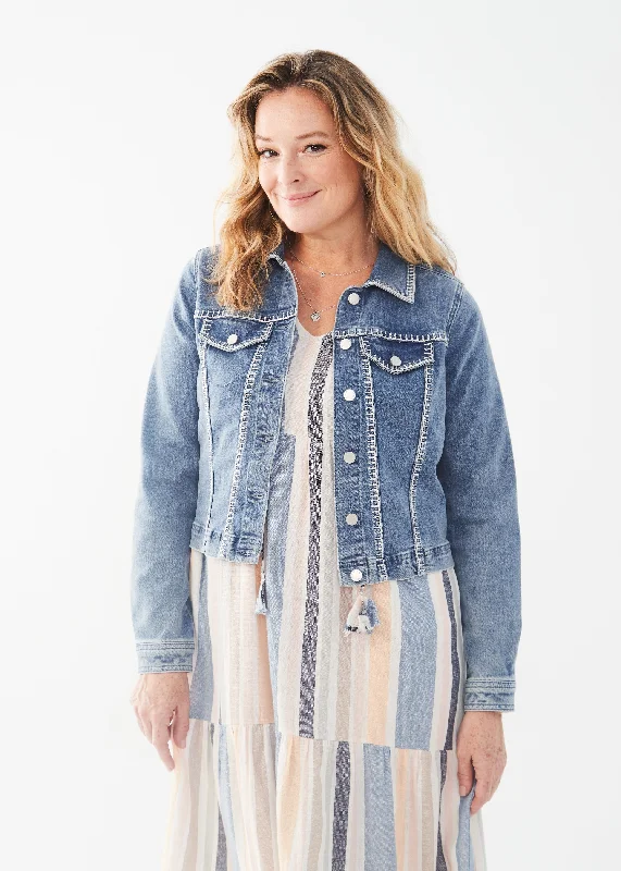 FDJ Crop Jacket 1314843-MEBLW Medium Blue Wash - 1 ONLY SIZE X-LARGE - 20% OFF Embroidered Jacket Appliqued Jacket Beaded Jacket FDJ Crop Jacket 1314843-MEBLW Medium Blue Wash - 1 ONLY SIZE X-LARGE - 20% OFF Embroidered Jacket Appliqued Jacket Beaded Jacket