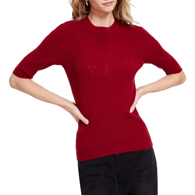Liverpool Los Angeles Womens Ribbed Ribbed Knit Crewneck Sweater Ribbed Striped Patterned