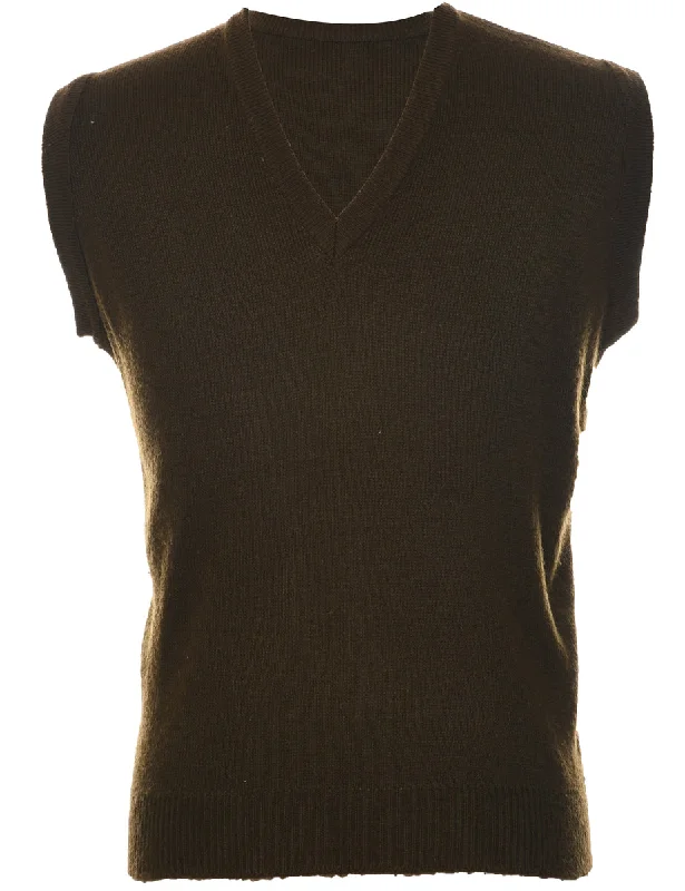 Brown Sweater Vest - M Boxy Sweater Fitted Sweater A-Line