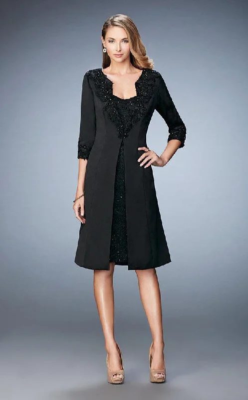 La Femme Embroidered Sweetheart Knee Length Dress with Jacket 21903 Appliqued Jacket Beaded Jacket Sequined Jacket La Femme Embroidered Sweetheart Knee Length Dress with Jacket 21903 Appliqued Jacket Beaded Jacket Sequined Jacket