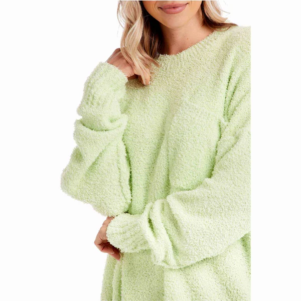 Lime Rome Chenille Sweater by Mudpie Denim Fabric Leather Fabric Suede Fabric