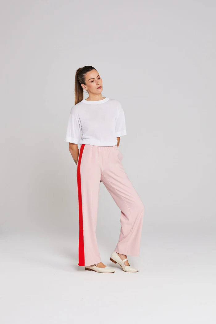Contrast Snappy Pant-Pink Tomato Comfortable Jogger Trousers