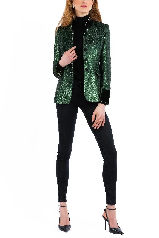 Jacket from matted green sequins Faux Fur Fabric Real Fur Fabric Shearling Fabric
