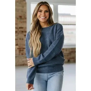 Sail Along With Me Teal Boat Neck Knit Sweater Mesh Blend Leather Blend Suede Blend