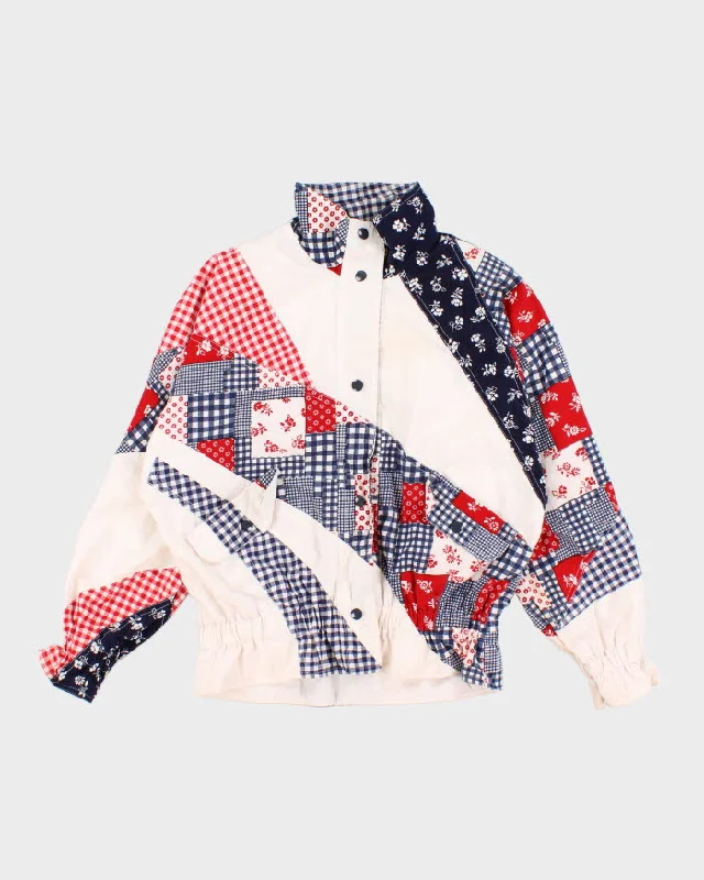 Vintage 80s Gingham and Floral Jacket - L Faux Fur Fabric Real Fur Fabric Shearling Fabric Vintage 80s Gingham and Floral Jacket - L Faux Fur Fabric Real Fur Fabric Shearling Fabric