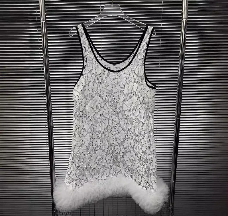Lace flower cut-out sheer vest skirt lace skirt elegant