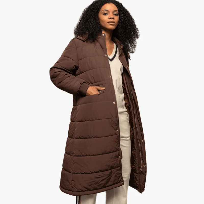 Polo Womens Mia Longer Length Puffer Jacket Chestnut Hoodie Zip-Up Jacket Button-Up Jacket Polo Womens Mia Longer Length Puffer Jacket Chestnut Hoodie Zip-Up Jacket Button-Up Jacket