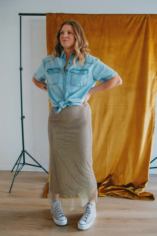 The Bellamy Rhinestone Skirt a-line skirt cut