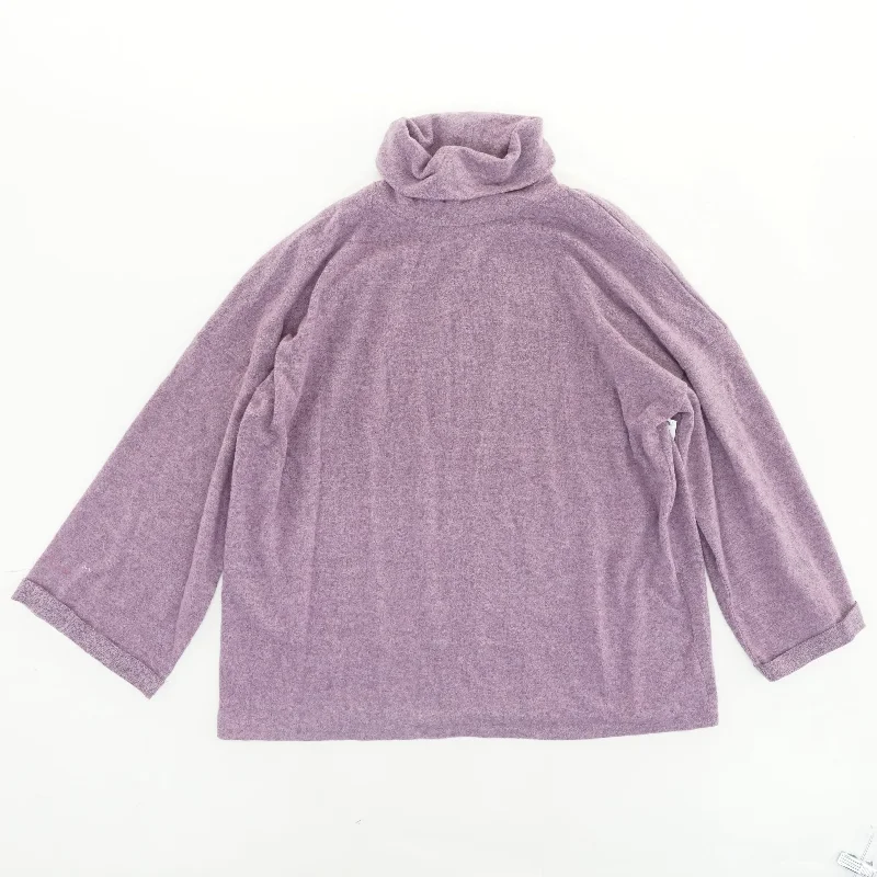 Purple Turtleneck Sweater Zippered Buttoned Snapped