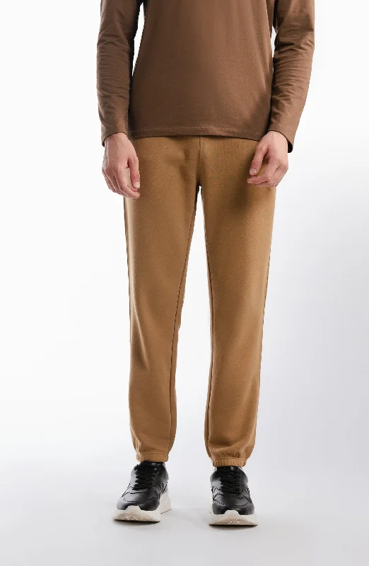 Fleece Joggers Pants - Mustard Comfortable Pleated Pants
