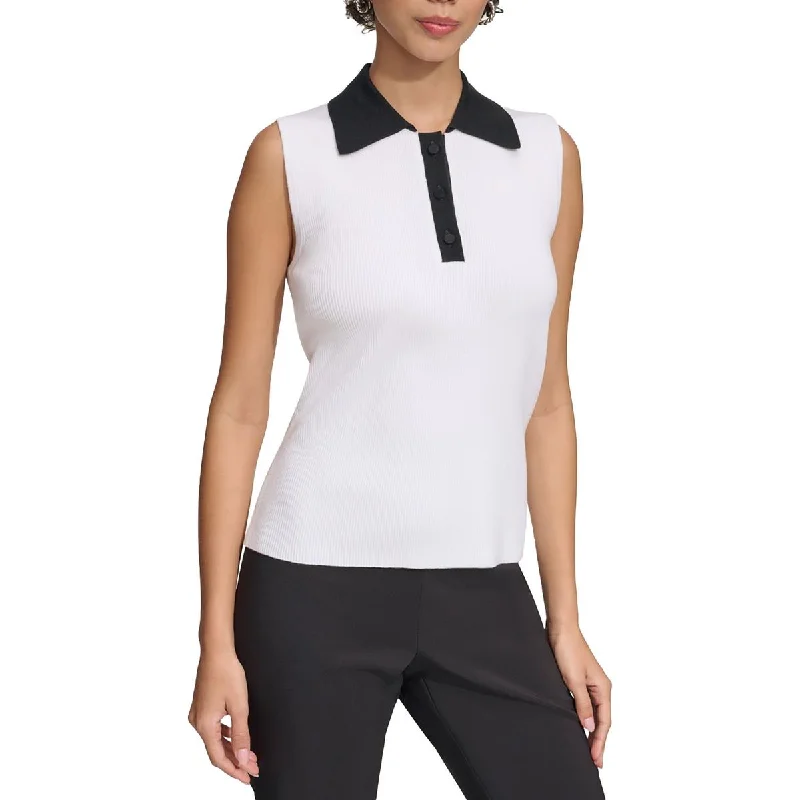 Calvin Klein Womens Polo Collar Tank Top Sweater Thin Thick Dense